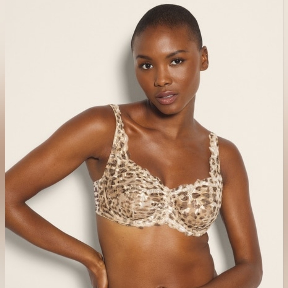 SOMA Sensuous Lace Unluned Animal Aura White Smoke Bra 38DDD NWT